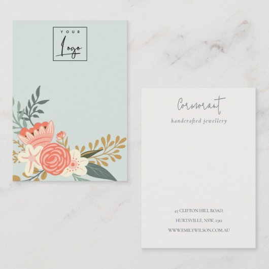 ブルーアムブロシアフローラロゴ空白のジュエリーディスプレイ 名刺 (正面/裏面)