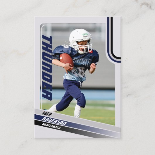 ブルーアメリカンフットボールのトレーディングカー子供へド コーリングカード (正面)