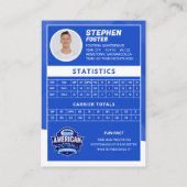 ブルーアメリカンフットボール選手トレーディングカード コーリングカード (裏面)