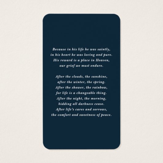 ブルーアメリカ国旗のメモリアル祈りの言葉カード (裏面)