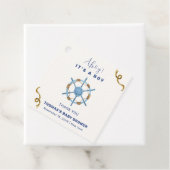 ブルーアモダンホイ航海のボーイ赤ちゃんシャワー フェイバータグ (インサイチュ)