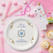 ブルーアモダンホイ航海のボーイ赤ちゃんシャワー ペーパープレート (パーティー)