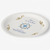 ブルーアモダンホイ航海のボーイ赤ちゃんシャワー ペーパープレート (アングル)