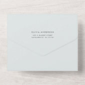 ブルーアモダンリトルかわいこちゃんオレンジ色の赤ちゃんシャワー オールインワン招待状 (裏面)