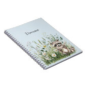 ブルーアライグマの花柄 ノートブック (右側)