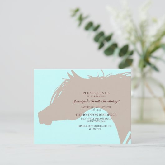 ブルーアラビアの馬頭誕生日パーティーの招待 招待状 (スタンド正面)