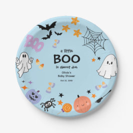 ブルーアリトルブー かわいいお化けのハロウィンベビーシャワー ペーパープレート