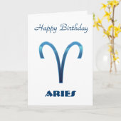 ブルーアリーズ〔占星術の〕十二宮図シンボルや象徴ハッピーバースデー カード (黄色い花)