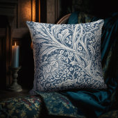ブルーアルカディアウィリアムモリスホーソーンリーフパターン クッション