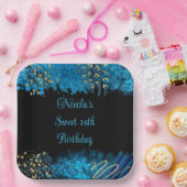 ブルーアルコールインクスウィート16誕生日パーティー ペーパープレート (パーティー)