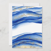 ブルーアルコールインクテクスチャー水色ベビーシャワー 招待状 (裏面)