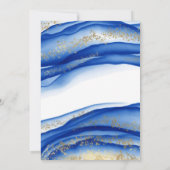 ブルーアルコールインクテクスチャー水色卒業バー 招待状 (裏面)