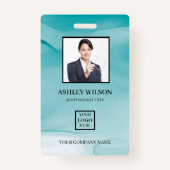 ブルーアルコールインクバッジのフォトビジネスID バッジ (正面)