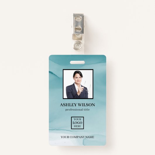 ブルーアルコールインクバッジのフォトビジネスID バッジ (正面クリップ)