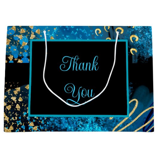 ブルーアルコールインクバースデーパーティー ラージペーパーバッグ (正面)