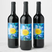 ブルーアルコールインクフラワー ワインラベル (ボトル)