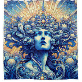 ブルーアルバムシャワーカーテン シャワーカーテン