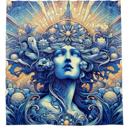 ブルーアルバムシャワーカーテン シャワーカーテン (正面)