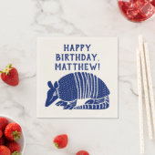 ブルーアルマジロパーソナライズされたカスタムメッセージ スタンダードカクテルナプキン (インサイチュ)