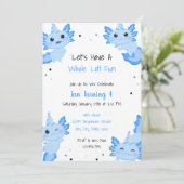 ブルーアロテルおもしろいパーティーアキソロトル誕生日 招待状 (スタンド正面)