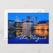 ブルーアワーのハーグのスカイライン文字はがき ポストカード (正面/裏面)