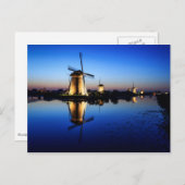 ブルーアワーの風車はがき ポストカード (正面/裏面)