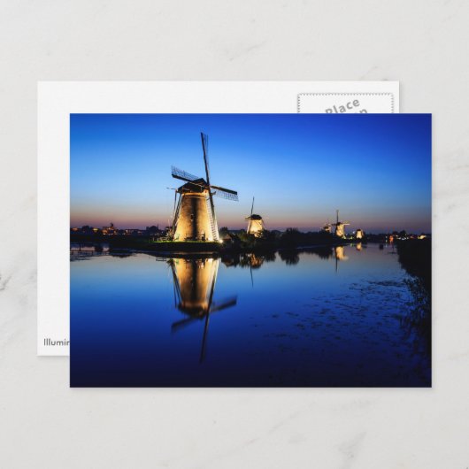ブルーアワーの風車はがき ポストカード (正面/裏面)