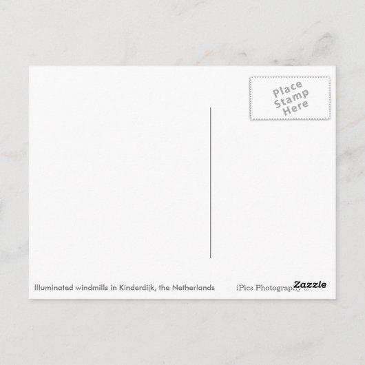 ブルーアワーの風車はがき ポストカード (裏面)