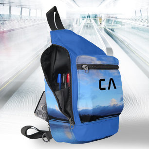 ブルーアワーレイクモノグラムワンダーラストあなたの写真 スリングバッグ