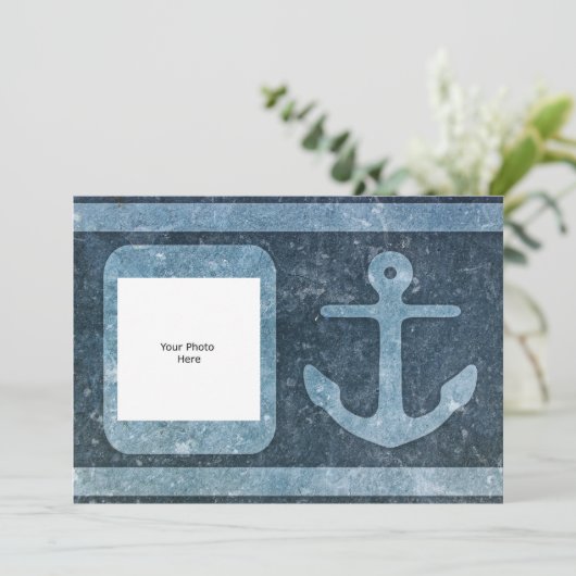 ブルーアンカー テキスト/写真を追加 招待状 (スタンド正面)