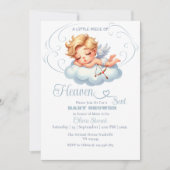 ブルーアンゲリックシルエット天国ベビーシャワー送信 招待状 (正面)