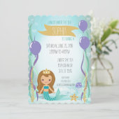 ブルーアンダーウォーターマーメイドプリンセスブラウン 招待状 (スタンド正面)