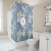 ブルーアンダーザシーコーラルズモノグラム シャワーカーテン (インサイチュ)
