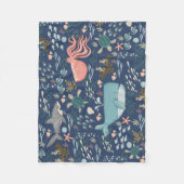 ブルーアンダーザシーコーラルタコホエールシャークベビー フリースブランケット (正面)