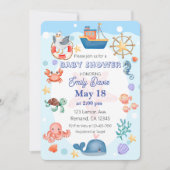 ブルーアンダーザシーシャワー男の赤ちゃん 招待状 (正面)