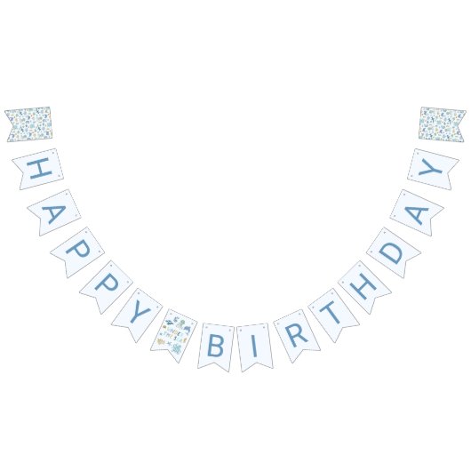 ブルーアンダーザシーバースデーパーティーデコール バンティングフラッグ (全)