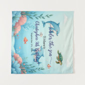 ブルーアンダーザシーバースデーパーティー歓迎の背景 タペストリー (正面(横))