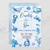 ブルーアンダーザシーボーイ誕生日招待状 招待状 (正面/裏面)