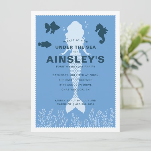ブルーアンダーザシーマーメイド誕生日 招待状 (スタンド正面)