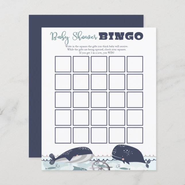 ブルーアンダーザシー海テーマベビーシャワービンゴI (正面/裏面)