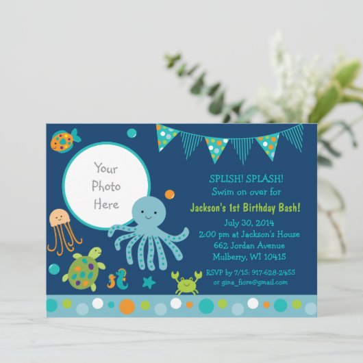 ブルーアンダーザシー誕生日 招待状 (スタンド正面)