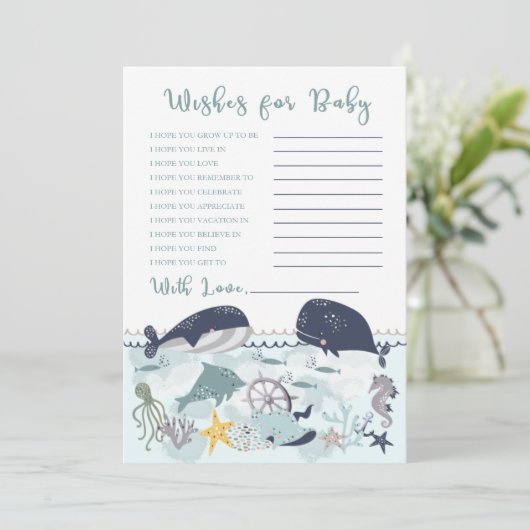ブルーアンダーシーベビーシャワー海のベビーを願う 招待状 (スタンド正面)