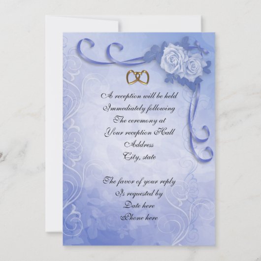 ブルーアンティークバラ結婚式招待状 招待状 (裏面)