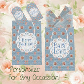 ブルーアンティークパーソナライズされたベビーラブ抱き枕 ミディアムペーパーバッグ