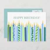 ブルーアンドイエローキャンドルボーイズ誕生日 ポストカード (正面/裏面)