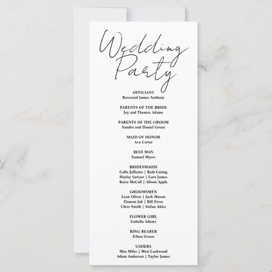 ブルーアンドイエロークレセントムーン結婚式 プログラム (裏面)