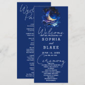 ブルーアンドイエロークレセントムーン結婚式 プログラム (正面/裏面)