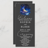 ブルーアンドイエロークレセントムーン結婚式 プログラム (正面/裏面)