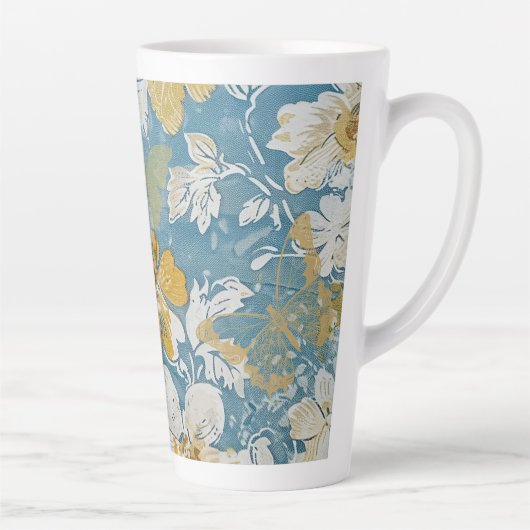 ブルーアンドイエローシャビーコテージ蝶 カフェラテマグ (右)