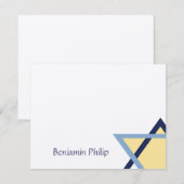 ブルーアンドイエロースターバー（ユダヤ教の）バル・ミツバーサンキュー サンキューカード (正面/裏面)